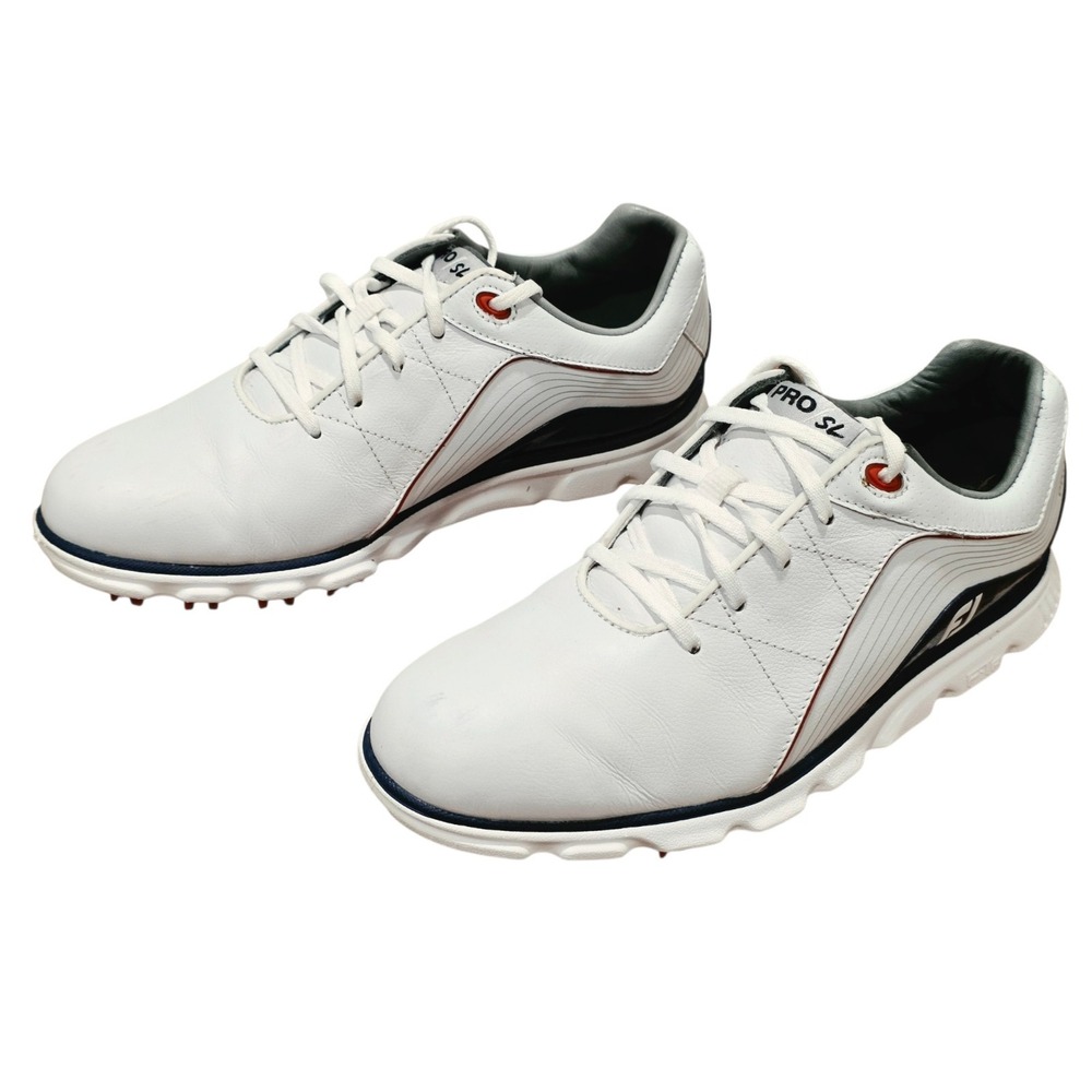 FootJoy Pro SL Golf Shoes Mens 7.5 M White Navy Red Spikeless Leather 53269